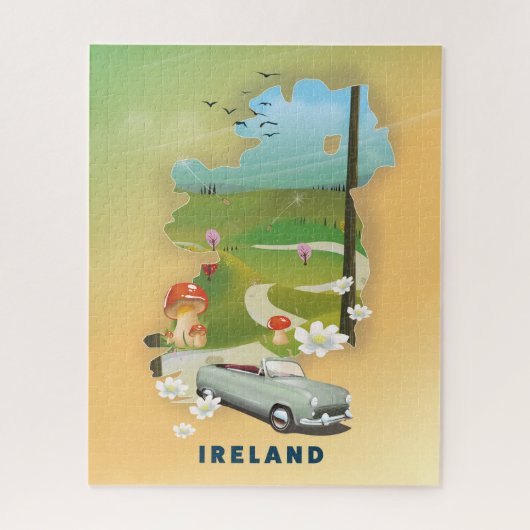 Puzzle Affiche de voyage vintage carte d'Irlande (Vertical)