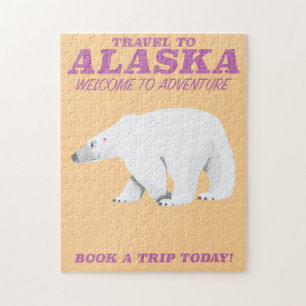 Puzzle Affiche de voyage vintage d'Alaska ours polaire