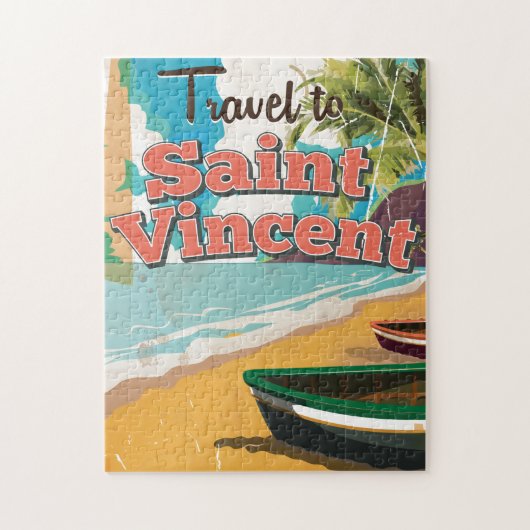 Puzzle Affiche de voyage vintage de Saint-Vincent. (Vertical)