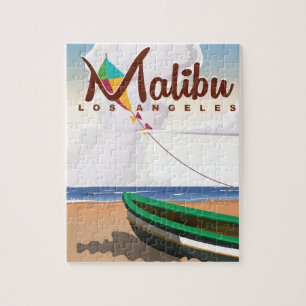 Puzzle Affiche de voyage vintage Malibu Californie
