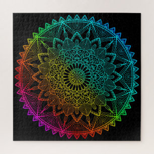 Puzzle Affiche Mandala Arc-en-Ciel Noir