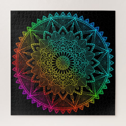 Puzzle Affiche Mandala Arc-en-Ciel Noir (Vertical)