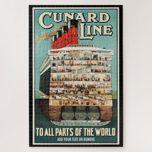Puzzle Affiche rétro Cunard ocean liner luxe bateau à vap (Vertical)
