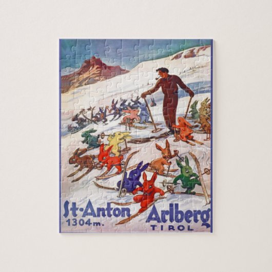 Puzzle Affiche vintage de ski, Arlberg, St Anton (Vertical)