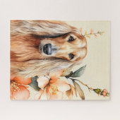 Puzzle Afghan Hound Dog and Peach Lilies (Horizontal)