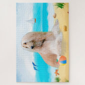 Puzzle Afghan Hound Dog on Beach (Vertical)