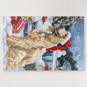 Puzzle Afghan Hound Dog Winter Wonderland Noël Joie (Horizontal)