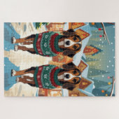 Puzzle Afghan Hound Dogs Christmas Snow Holiday (Horizontal)