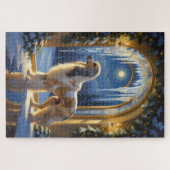 Puzzle Afghan Hound With Christmas Lights Holiday (Horizontal)