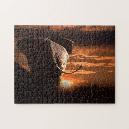 Puzzle Africa Bull Elephant dans le Soleil Cadre. (Horizontal)