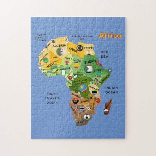 Puzzle Africa Map Flags (Vertical)