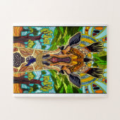 Puzzle African tribal Giraffe  (Horizontal)