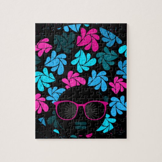 Puzzle Afro Diva Turquoise & Rose Chaud (Vertical)