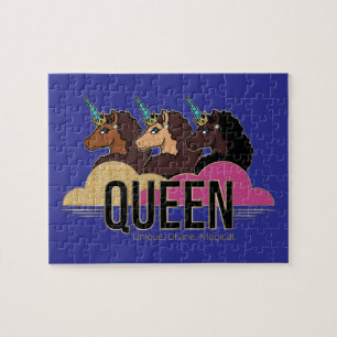Puzzle Afro Unicorn Queen Trio Design