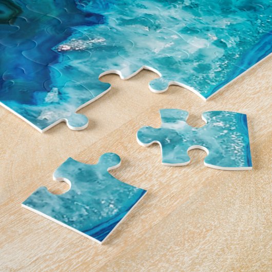 Puzzle Agate moderne en marbre bleu (Côté)