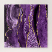 Puzzle Agate Purple Violet Gold Glitter Geode Custom Name (Horizontal)