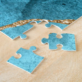 Puzzle Agate Turquoise Blue Gold Parties scintillant Marb (Côté)