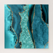 Puzzle Agate Turquoise Blue Gold Parties scintillant Marb (Vertical)