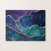 Puzzle Agate Veines Or Aqua Violet Bleu (Horizontal)