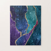Puzzle Agate Veines Or Aqua Violet Bleu (Vertical)