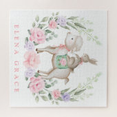 Puzzle Agneau Bébé et lapin Floral verdure Pâques Cadeau (Horizontal)