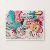 Puzzle agneau de Pâques vintage rétro (Horizontal)