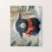 Puzzle Agneau Noir Adorable Avec Écharpe Rouge (Vertical)