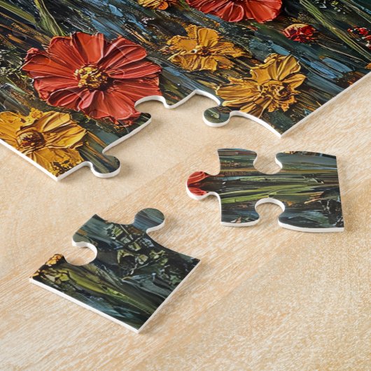 Puzzle Agneau noir rustique avec art Fleur sauvage (Côté)