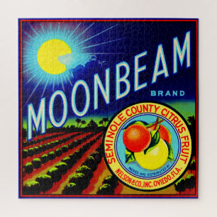 Puzzle agrume de marque de Moonbeam d'étiquette de caiss