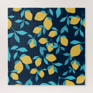 Puzzle Agrumes simples : citrons sur le bleu.