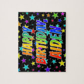 Puzzle "AIDEN" Prénom, Amusant "HEUREUX ANNIVERSAIRE" (Vertical)