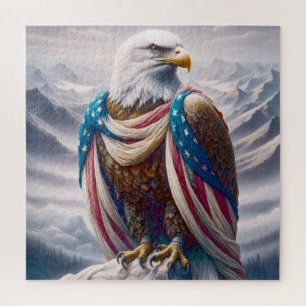Puzzle Aigle à oreille avec drapeau américain