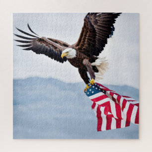 Puzzle Aigle à tête blanche avec drapeau américain