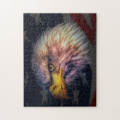 Puzzle Aigle américain chauve avec drapeau (Vertical)