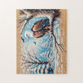 Puzzle Aigle assis sur l'arbre pendant la chute de neige (Vertical)