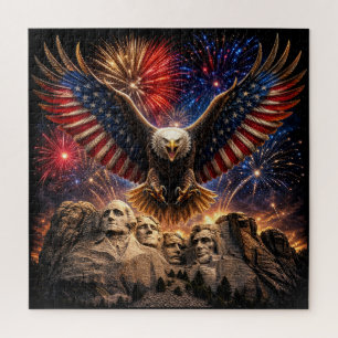 Puzzle Aigle chauve patriotique Mont Rushmore Feux d'arti