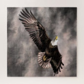 Puzzle Aigle d'Amérique volant dans des nuages orageux ti (Horizontal)