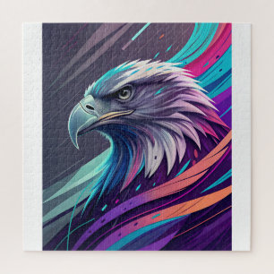 Puzzle Aigle de fer-néon — Tête stylisée avec géométrie