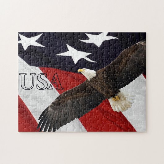 Puzzle Aigle et drapeau américain USA (Horizontal)