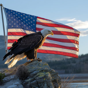 Puzzle Aigle patriotique Bald devant le drapeau américain