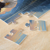 Puzzle Aigle royal survolant un lac de montagne au couche (Côté)