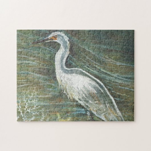 Puzzle Aigrette de rivage marchant dans l'eau Art (Horizontal)