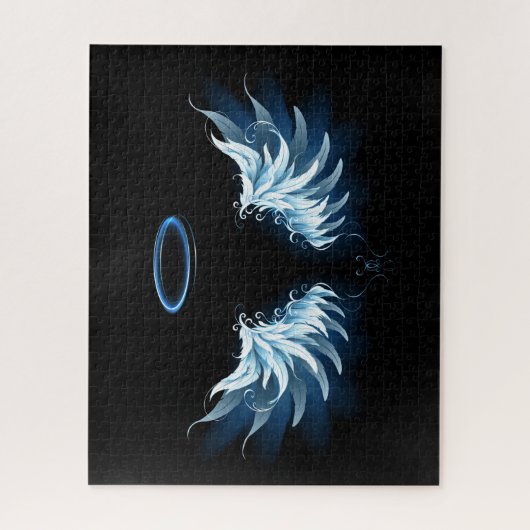 Puzzle Ailes d'angle brillant bleu sur arrière - plan noi (Vertical)