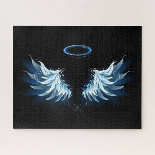 Puzzle Ailes d'angle brillant bleu sur arrière - plan noi
