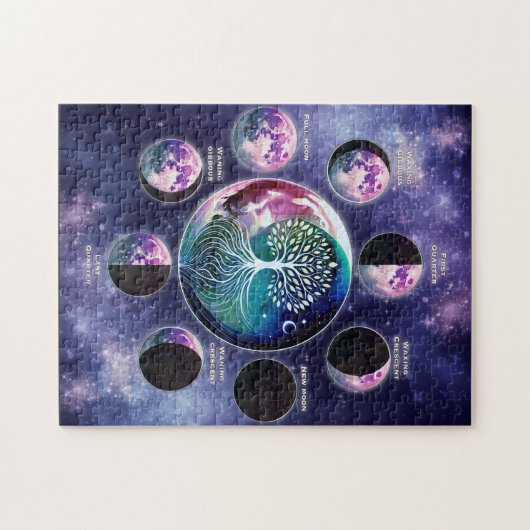 Puzzle Aimant graphique en phase lune avec arbre de vie | (Horizontal)
