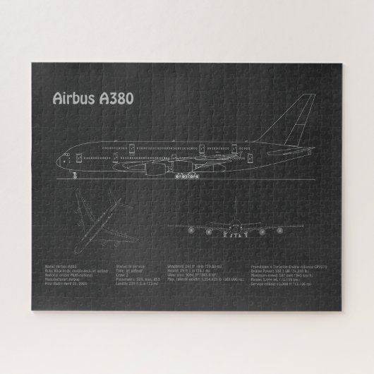 Puzzle Airbus a380 - Plans de dessin de plan d'avion PD (Horizontal)