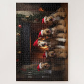 Puzzle Airedale au coin du feu de Noël (Vertical)
