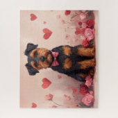 Puzzle Airedale avec des Roses - Saint-Valentin (Vertical)