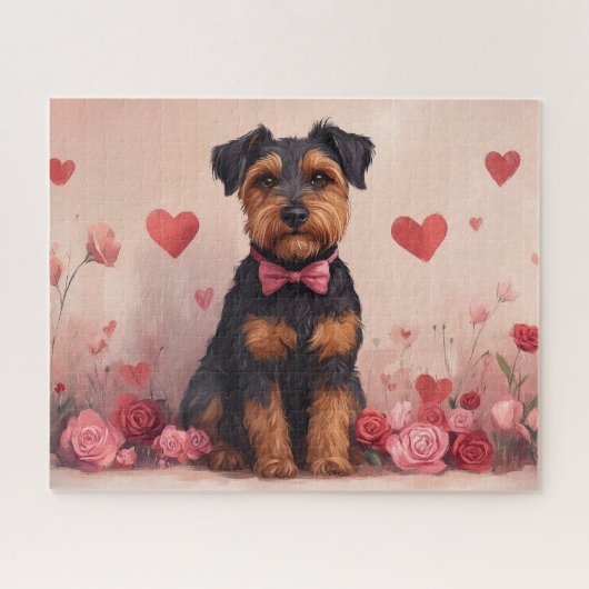 Puzzle Airedale avec Rose - Saint Valentin (Horizontal)