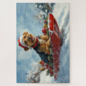 Puzzle Airedale Chien dans la boue Laisser neiger Noël (Vertical)
